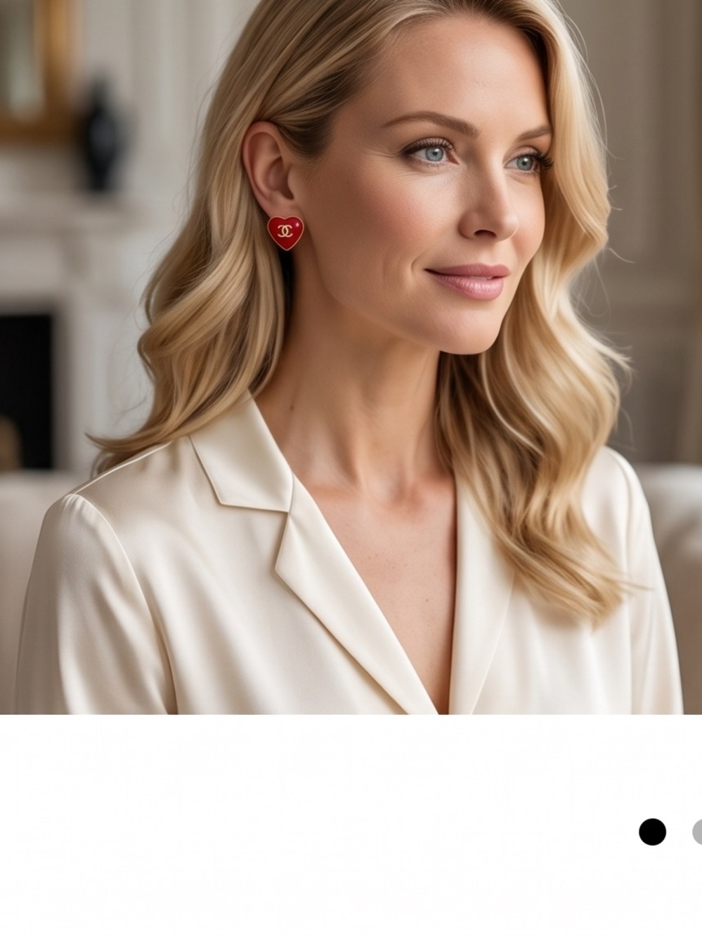 Red fashion unbranded Heart Stud Earrings with Interlocking Logo Accent